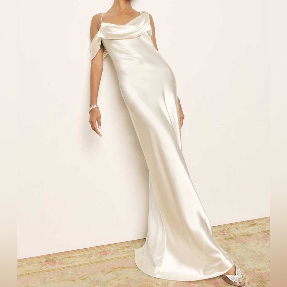 Reformation Ronda Silk Bridal Dress Ivory Size 4